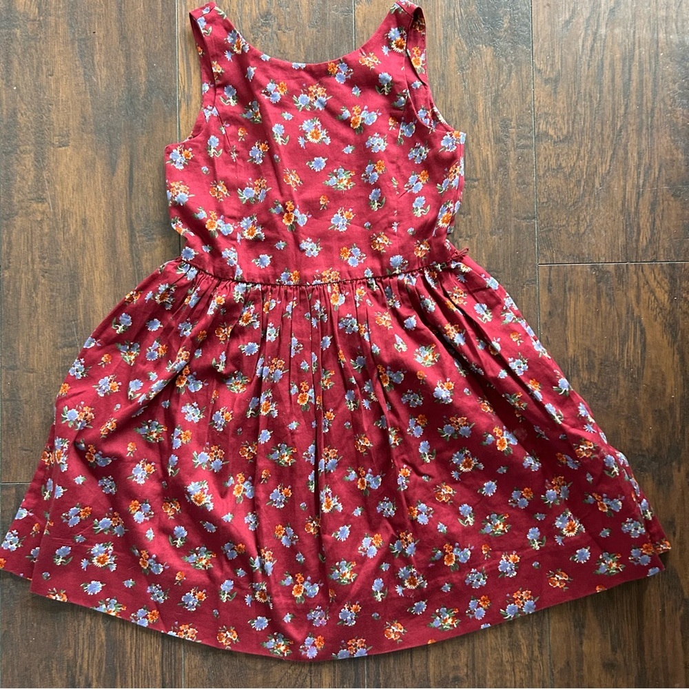 Sleeveless Floral Fit-and-Flare Dress in Deep Berry
